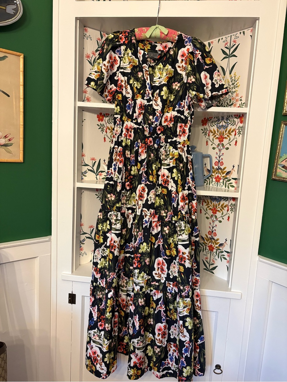 Anthropologie Floral Tiered Midi Dress